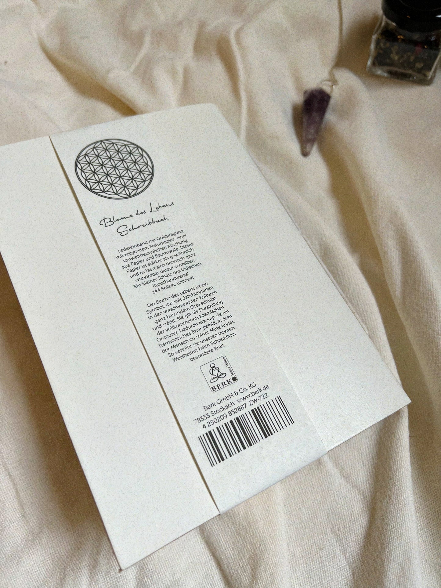 Ledergebundenes Notizbuch "Blume des Lebens"